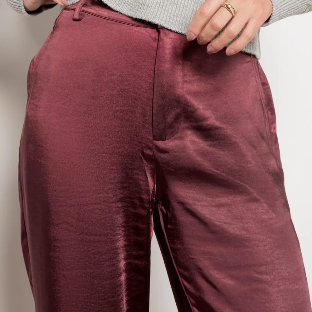 Good American | Washed Satin Straight Leg Pant